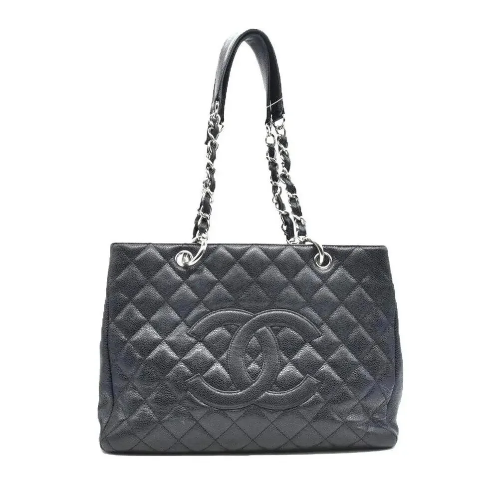 CHANEL Black Quilted Leather Double C Tote